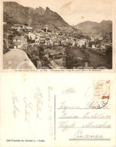 Cartolina originale da collezione 1938 TENDA (France) Borgo Nuovo - messaggio nascosto 1