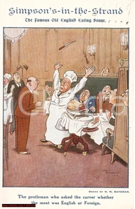 Cartolina originale da collezione 1930 LONDRA Caricatura SIMPSON SINTHESTRAND Bateman 1