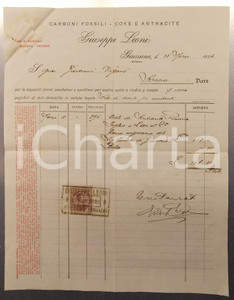 Documento originale, autentico 1924 GIUSSANO MB Giuseppe LEONI  Carboni fossili Fattura su carta intestata 1