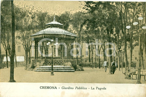 Cartolina originale da collezione 1918 CREMONA La Pagoda dei Giardini Pubblici ANIMATA Cartolina FP VG 1