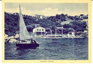 Cartolina originale da collezione 1940 ca NUMANA AN Veduta della spiaggia Cartolina ANIMATA con barca FG 1