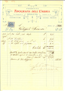 Documento originale, autentico 1918 SPOLETO PG Tipografia DELL UMBRIA Fattura per buste e biglietti 1