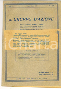 Giornale, rivista storica 1924 MILANO IL GRUPPO D AZIONE Lavoro per le scuole del popolo   Anno VI n°3 1