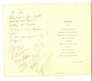Oggetto da collezione cartaceo 1914 CAEN F Menù per una cena con firme dei commensali VINTAGE 1