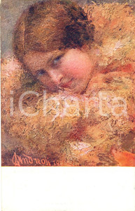 Cartolina originale da collezione 1923 Attilio ANDREOLI Testina *Cartolina postale ILLUSTRATA FP VG 1