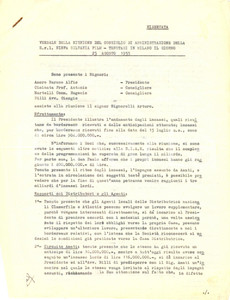 Documento originale, autentico 1955 MILANO Verbale CdA NINFA SILVANIA FILM su incassi e distribuzione 1