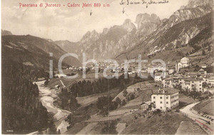 Cartolina originale da collezione 1913 AURONZO DI CADORE BL Panorama con Tre Cime di LAVAREDO Cartolina FP VG 1