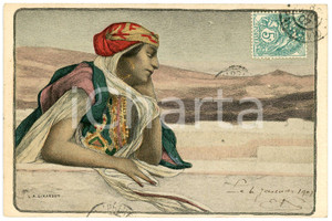 1907 Artist L.A. GIRARDOT Femme africaine - Carte postale FP VG  Cartolina postale d'epoca, viaggiata.CONDIZIONI: FAIR FORMATO: FP    originale e autentica 1