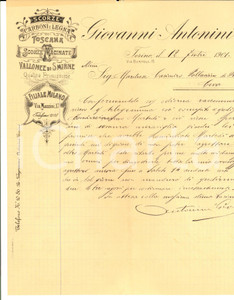 Manoscritto, lettera originale 1901 TORINO Giovanni ANTONINI Scorze macinate, carboni e legna *Lettera 1