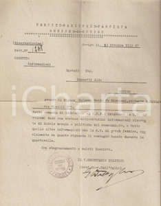 Documento originale, autentico 1932 PNF ROVIGO riservatissima DELITTO MATTEOTTI 1