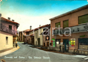 Cartolina originale da collezione 1963 BERNATE SUL TICINO MI Via VITTORIO VENETO  PubblicitÃ  LAVAZZA e GANCIA 1