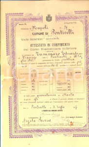 Oggetto da collezione cartaceo 1917 PONTICELLI NA Licenza elementare Eduardo TAMMARO GRAVEMENTE DANNEGGIATA 1