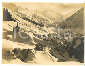 Fotografia d epoca originale 1950 ca TRENTINO ? Paese innevato con una chiesetta Foto ARTISTICA 23x17 cm 1