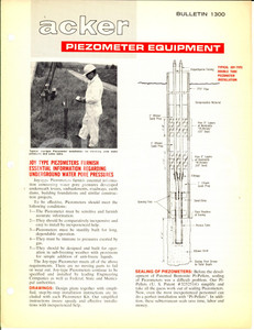 Materiale pubblicitario d’epoca 1968 SCRANTON USA ACKER DRILL Co.  Piezometer equipment Bulletin 1300 1