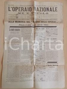 Giornale, rivista storica 1900 L OPERAIO NAZIONALE Commissione per onoranze a Umberto I Rivista nÂ° 761 1