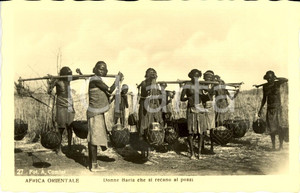 Cartolina originale da collezione 1940 ca AOI COSTUMI Donne BARIA che si recano ai pozzi Cartolina FP NV 1