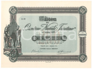 Oggetto da collezione cartaceo 1919 TRIESTE Cantiere Navale Triestino  Certificato azionario ILLUSTRATO 2 1