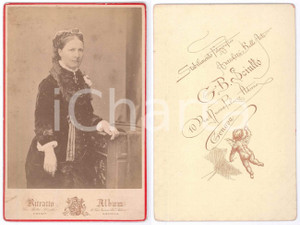 Fotografia d epoca originale 1880 ca GENOVA Ritratto di nobildonna in lutto  Foto G.B. SCIUTTO 11x16 1