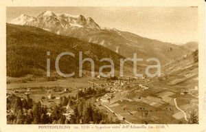 Cartolina originale da collezione 1934 PONTEDILEGNO (BS) Veduta paese e prime vette ADAMELLO *Cartolina FP VG 1