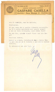 Autografo originale 1957 NAPOLI Lettera Gaspare CASELLA per aiuto al nipote  Autografo 1