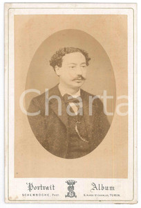 Fotografia d epoca originale 1870 ca TORINO Ritratto maschile   Busto Foto SCHEMBOCHE 11x16 cm 1