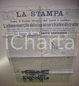 Giornale, rivista storica 1936 Quotidiano LA STAMPA L esercito abissino accerchiato e distrutto 1