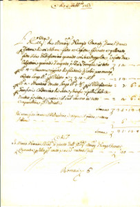Documento originale, autentico 1763 VENEZIA Conto Marco NANNINI per altare foderato con padiglioncino 1