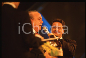 35mm vintage slide* 1988 FESTIVAL DI SANREMO Beppe GRILLO Rinaldo MAGNANI PSI