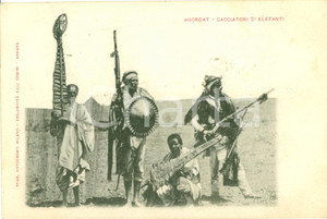 Cartolina originale da collezione 1902 AGORDAT ERITREA Gruppo cacciatori di elefanti Cartolina FP VG 1