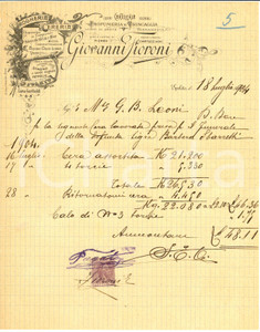 Documento originale, autentico 1904 SPOLETO PG Ditta Giovanni FIORONI Drogheria Cereria Ferramenta Fattura 1