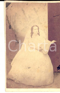 Fotografia d epoca originale 1870 ca ATENE Ritratto di donna in posa da musa EUTERPE Foto MORAITES CDV 1