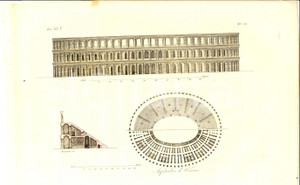 Stampa, bozzetto originale 1830 ca FERRARIO COSTUME EUROPEO Anfiteatro di Verona Stampa inc. BONAJUTI 1