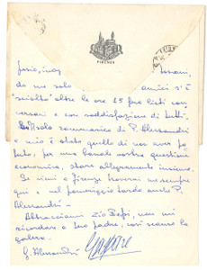 Autografo originale 1957 FIRENZE Lettera Giovanni ALESSANDRI  Libraio Gaspare CASELLA  Autografi 1
