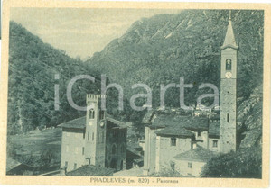 Cartolina originale da collezione 1940 ca PRADLEVES CN Panorama con la chiesa Cartolina postale FG NV 1