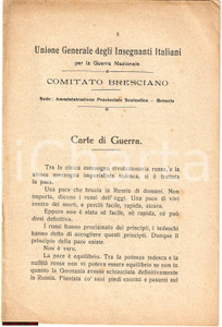 Documento originale, autentico 1920 circa PROPAGANDA BRESCIA Carte di Guerra GERMANIA RUSSIA 1