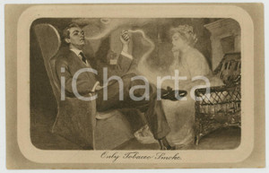 1920 ca LOVERS Only tobacco smoke - GIBSON Postcard - Smokers series - FP VG  Cartolina postale d'epoca, non viaggiata. FAIR/discreto Lievi smussature agli angoli Formato: FP originale e autentica 1