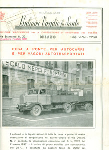 Materiale pubblicitario d’epoca 1949 MILANO Officine meccaniche BULGARI VIRGILIO fu Santo ILLUSTRATO 1