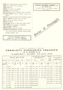 Cartolina originale da collezione 1955 ca MILANO Commercio Siderurgico Lombardo A. HESSEL Cartolina pubblicitaria 1