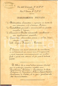 Oggetto da collezione cartaceo 1910 TORINO Lezioni private contabilitÃ  Rag. BASEGGIO 1