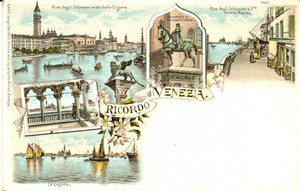 Cartolina originale da collezione 1900 ca VENEZIA Vedutine Laguna e Riva degli SCHIAVONI Cartolina postale FP NV 1