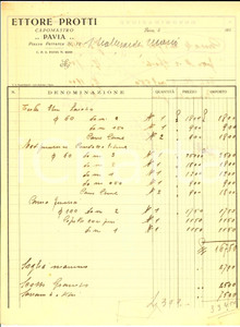 Documento originale, autentico 1935 ca PAVIA Capomastro Ettore PROTTI Preventivo manoscritto per lavori 1