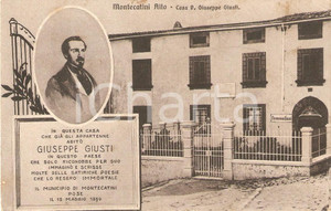 Cartolina originale da collezione 1925 ca MONTECATINI ALTO Casa natale del poeta Giuseppe GIUSTI Cartolina FP NV 1