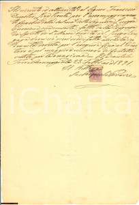 Documento originale, autentico 1891 TORRE ANNUNZIATA (NA) Funerali di Luigia CURCIONE 1