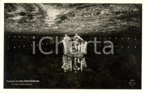 Cartolina originale da collezione 1930 ca HALLEIN (AUSTRIA) Lago di sale nella miniera di DURRNBERG *Animata FP NV 1
