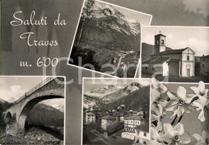 Cartolina originale da collezione 1956 TRAVES (TO) Vedutine paese e chiesa SAN PIETRO IN VINCOLI *Cartolina FG VG 1