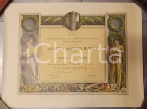 Documento originale, autentico 1939 MONTALDO TORINESE Mostra massaie rurali Diploma Maddalena VIDOTTO 1