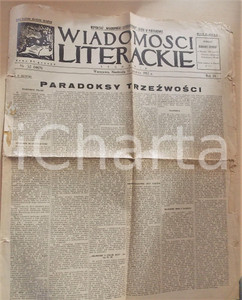 Giornale, rivista storica 1932 WIADOMOSCI LITERACKIE Paradoksy Trzezwosci Giornale anno IX nÂ° 52 1