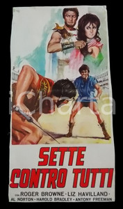 Materiale cinematografico d’epoca 1965 SETTE CONTRO TUTTI Roger BROWNE Harold BRADLEY Manifesto DANNEGGIATO 1