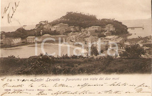 Cartolina originale da collezione 1905 SESTRI LEVANTE GE Panorama con vista dei due mari Cartolina FP VG 1