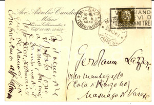 Autografo originale 1940 MILANO Avv. Aurelio CANDIAN Son legato alla catena Autografo 1